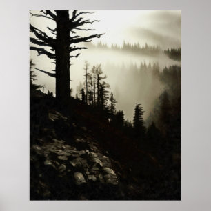 From Mountain To Moody Mist Of Morning Treescape Poster