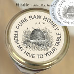 From My Hive To Your Table Vintage Skep Honey Logo Classic Round Sticker<br><div class="desc">This pretty vintage skep with editable text works beautifully as a Jar Cap Logo for Honey Jar lids.</div>