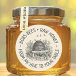From My Hive To Your Table Vintage Skep Honey Logo Classic Round Sticker<br><div class="desc">This pretty vintage skep with editable text works beautifully as a Jar Cap Logo for Honey Jar lids.</div>