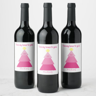 "From my house to yours" Personalised Christmas Wine Label