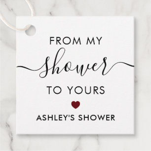 From My Shower To Yours, Bridal Shower Burgundy Favour Tags