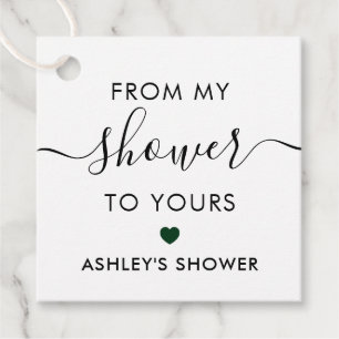 From My Shower To Yours Bridal Shower Forest Green Favour Tags
