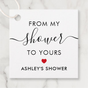 From My Shower To Yours, Bridal Shower Red Favour Tags