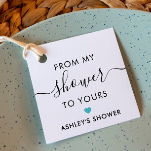 From My Shower To Yours, Bridal Shower Turquoise Favour Tags