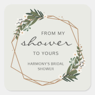 From My Shower To Yours Geometric Bridal Shower Square Sticker