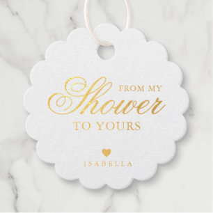 From My Shower To Yours Gold Foil Bridal Shower Favour Tags