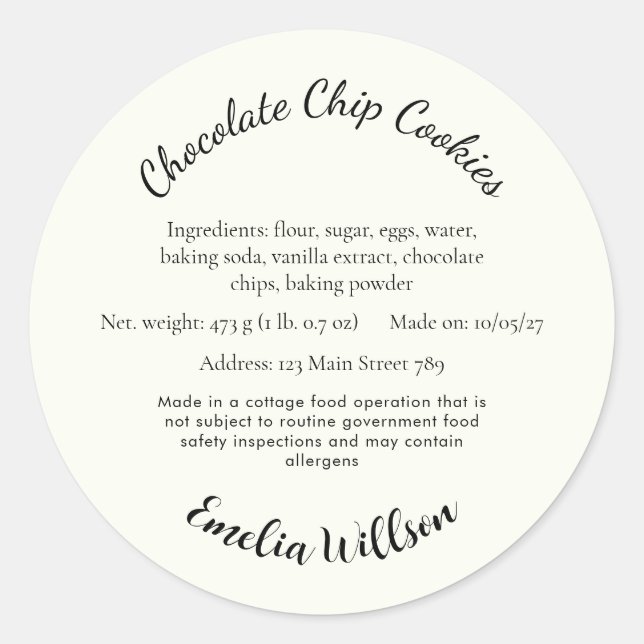 From my small kitchen Cottage Law Cookie Label (Front)