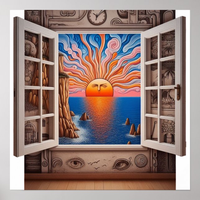 From my window: Sunset and cliff Poster (Front)