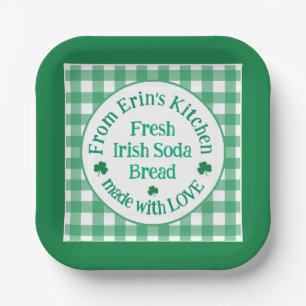 From NAME Kitchen Made with Love Irish Green Check Paper Plate
