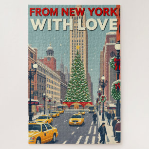 From New York With Love Vintage Retro Christmas Jigsaw Puzzle