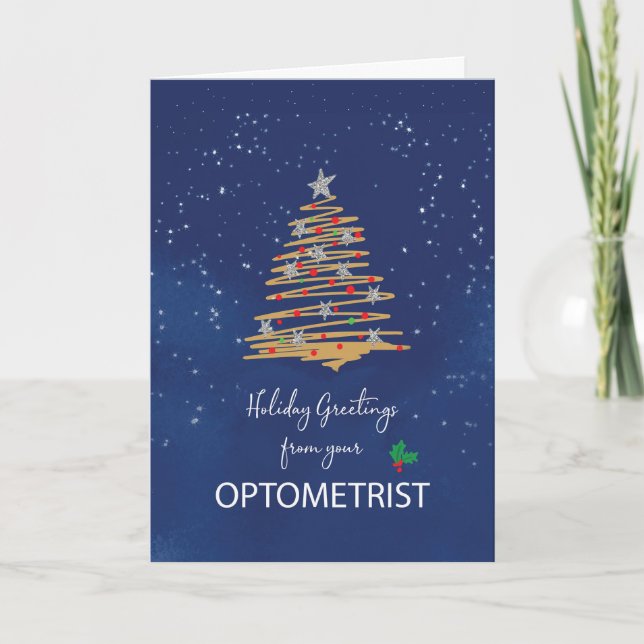 From Optometrist Christmas Tree on Navy Card (Front)