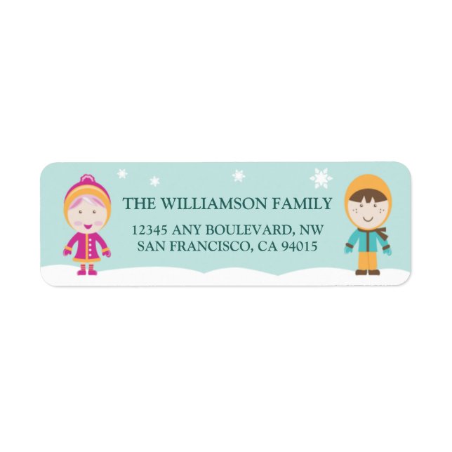 From-Our-Family Return Address Labels (aqua) (Front)