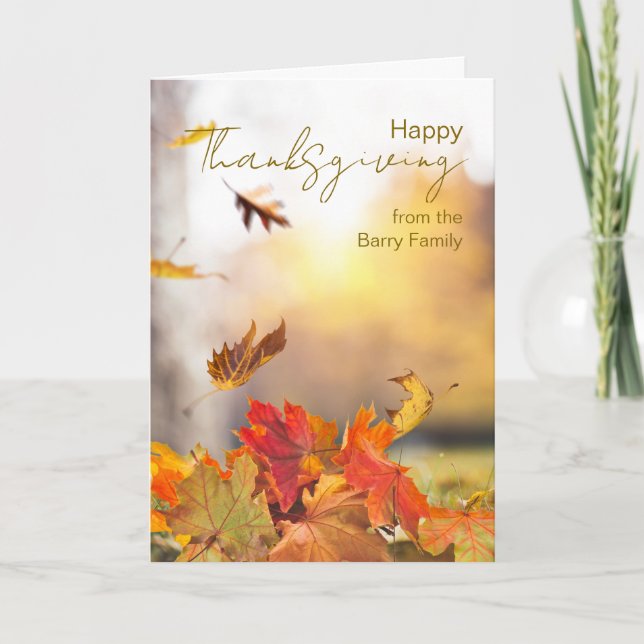 From Our Family Thanksgiving with Autumn Leaves Card (Front)