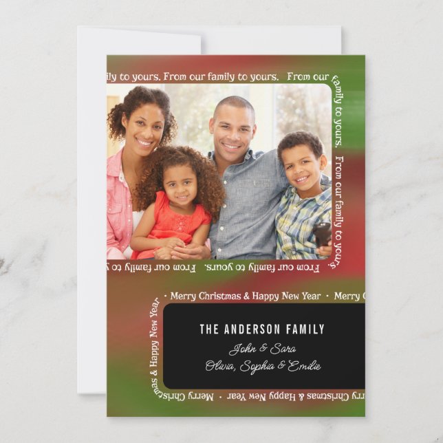 From Our Family To Yours Photo Christmas Greeting Holiday Card (Front)