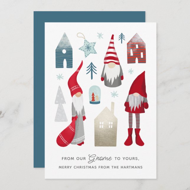 From Our Gnome to Yours | Cute Nordic Christmas   Holiday Card (Front/Back)