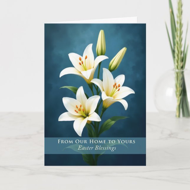 From Our Home Easter Blessings White Lilies Card (Front)