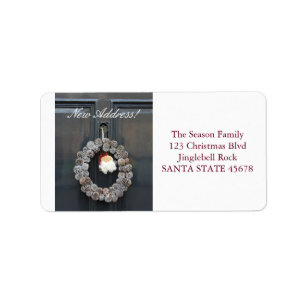 From our new address Christmas Wreath Label