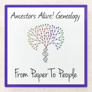 From Paper To People Logo Glass Coaster, blue Coaster