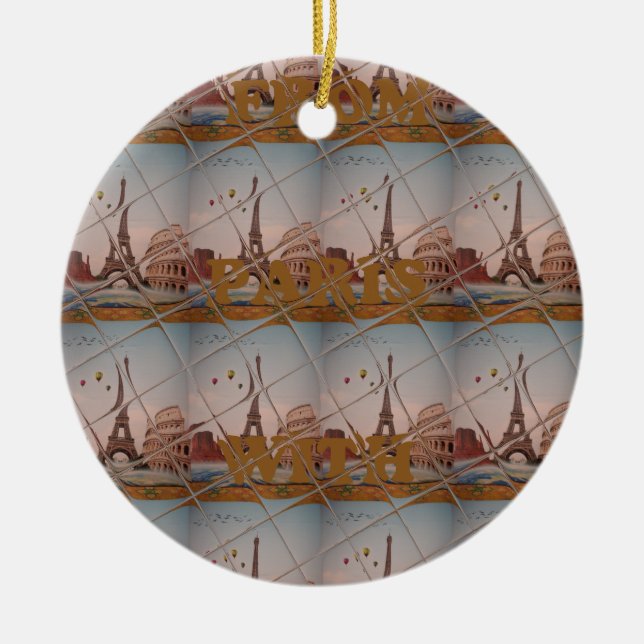 From Paris With Love blue sky colours Ceramic Tree Decoration (Front)