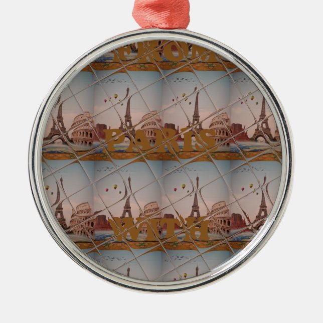 From Paris With Love blue sky colours Metal Tree Decoration (Front)