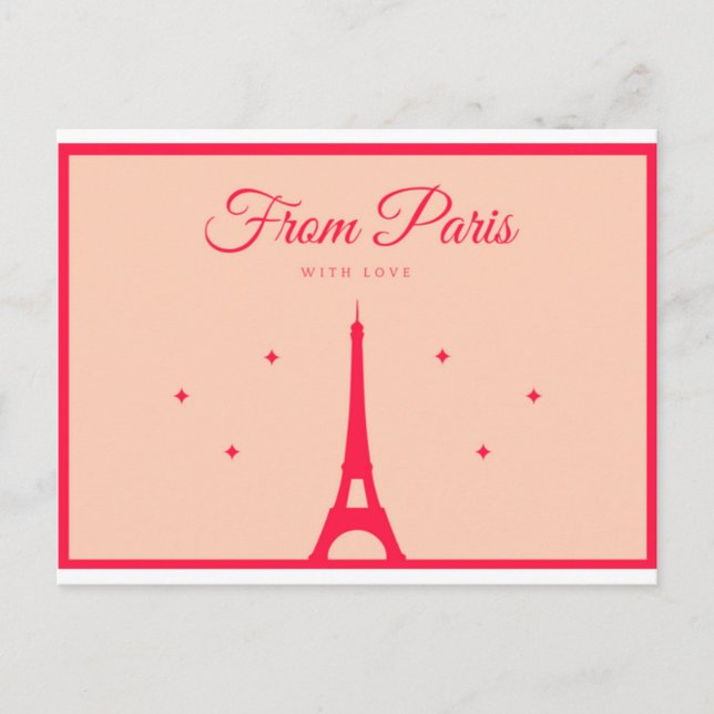 From Paris with Love - Red lettering Postcard (Front)