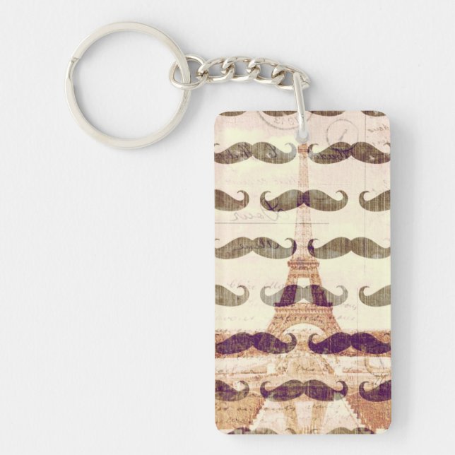 From Paris with moustache Key Ring (Front)