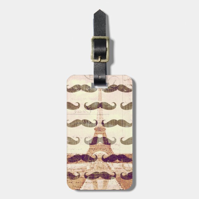 From Paris with moustache Luggage Tag (Front Vertical)