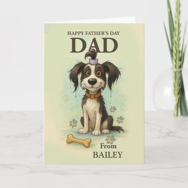From Quirky Dog Funny Father's Day Custom Pup Name Card (Front)