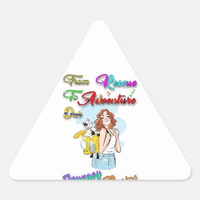 From Rescue To Adventure Our Journey Begins Paws Triangle Sticker (Front)