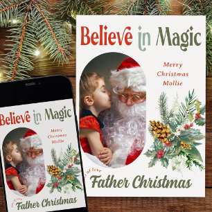 From Santa Believe in Magic Rounded Lozenge Photo Holiday Card