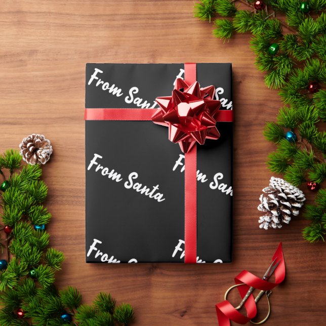 From Santa Black Gift Wrapping Paper  (Holiday Gift)