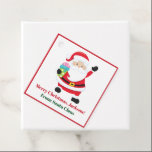 From Santa Claus Custom Kids Christmas Gift Favour Tags<br><div class="desc">Personalised Santa Claus party favour tags for kids Christmas presents with red and green script. Customise children's holiday gifts to and from with their custom name under smiling Papa Noel in his jolly red suit.</div>