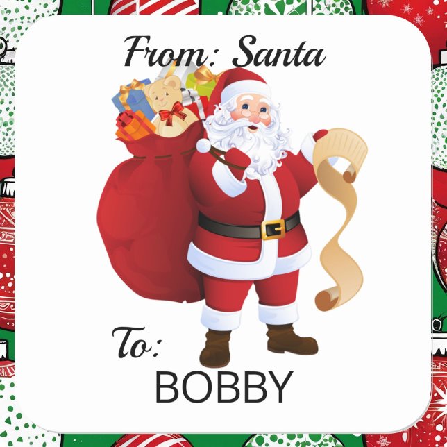 From SANTA CLAUS CUSTOM Kid's NAME Gift Square Sticker (Creator Uploaded)