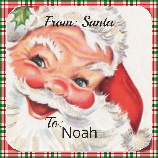 From SANTA CLAUS CUSTOM Kid's NAME Gift Wrap Square Sticker (Creator Uploaded)