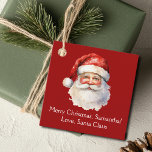 From Santa Claus Custom Red Kids Christmas Party Favour Tags<br><div class="desc">Customise these nostalgic red Santa Claus party favour tags with your own personalised text with your kids name in white script. This beautiful old fashioned drawing of Santa's red hat and white beard are the perfect holiday tag for your children's presents under the tree on Christmas day.</div>