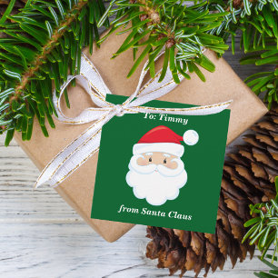 From Santa Claus Cute Custom Green Kids Christmas Favour Tags