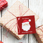 From Santa Claus Cute Custom Red Kids Christmas<br><div class="desc">Customise these cute Santa Claus party favour tags with your own personalised text with your kids name in white script. Santa's red hat and white beard are the perfect holiday drawing on this festive red gift tag for your presents.</div>