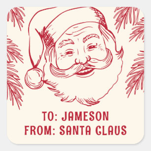 From Santa Claus Doodle Christmas Square Sticker
