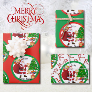 From Santa Claus in Red & Green Christmas Kids Wrapping Paper Sheet