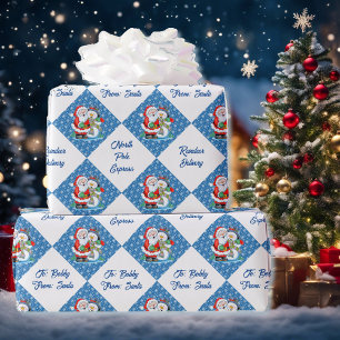 From Santa Claus Personalise Name Christmas Snow Wrapping Paper