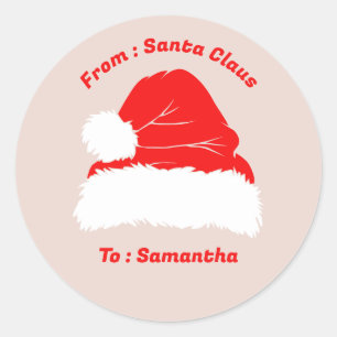 From Santa Claus red beige Christmas Gift Classic Round Sticker