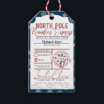 From Santa North Pole Express Naughty or Nice Gift Tags<br><div class="desc">From Santa Claus North Pole Reindeer Express Naughty or Nice Gift Tags From Santa Christmas Holiday Checked Twice Stamp Navy Blue Snowflakes Tags. You can add a custom name, or leave them blank to fill out the recipient's name at home. Makes a fun and authentic gift from santa, with their...</div>