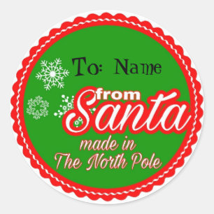 From Santa Personalised Classic Round Sticker