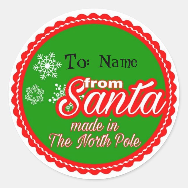 From Santa Personalised Classic Round Sticker (Front)