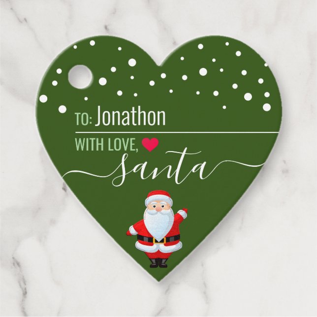 From Santa Personalised Green Christmas Gift Tag (Front)