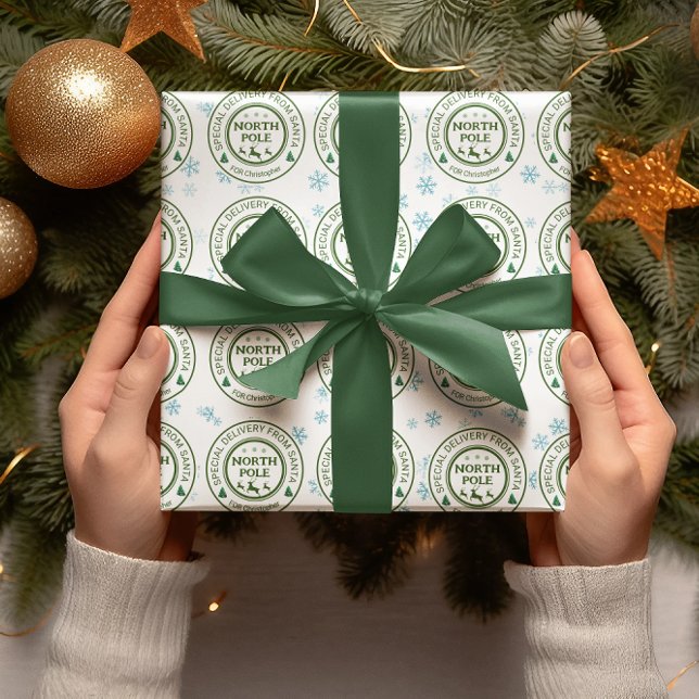 from santa stickers north pole wrapping paper (Creator Uploaded)