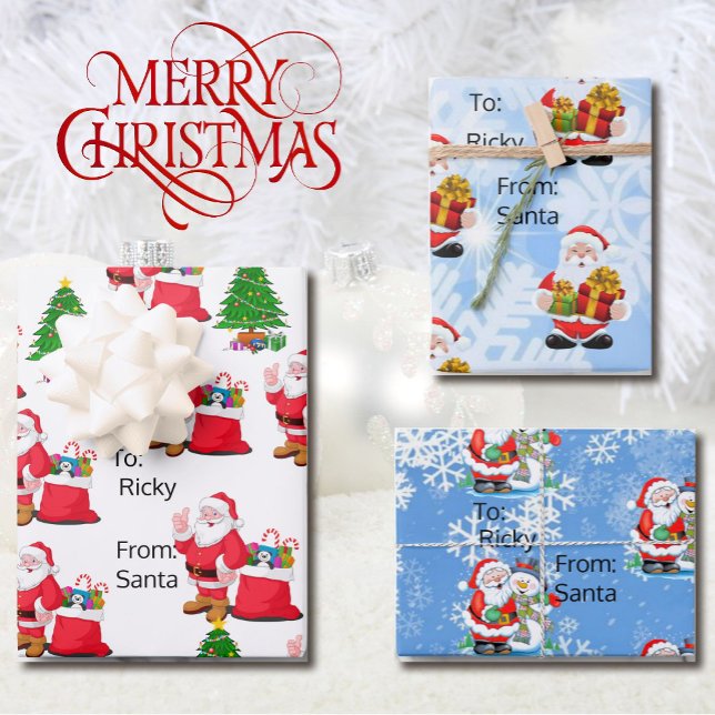 From Santa To Your Child's Name 3 Christmas Gift Wrapping Paper Sheet (Creator Uploaded)