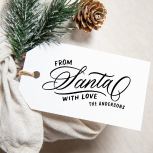 From Santa With Love Script + Name Christmas  Rubber Stamp