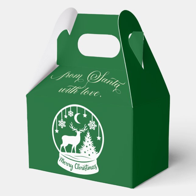 From Santa With Love Snow Globe Deer Favour Box (Front)