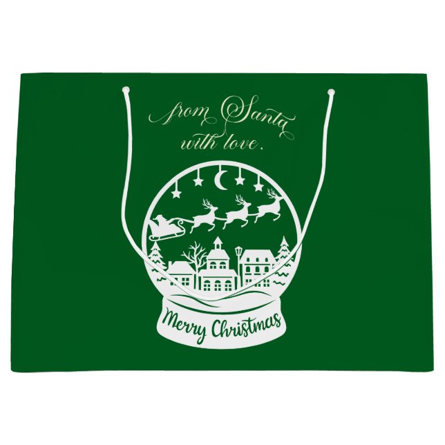 From Santa With Love Snow Globe Santa Large Gift Bag (Front)